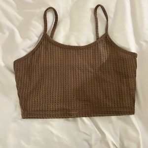 Brown waffle tank top